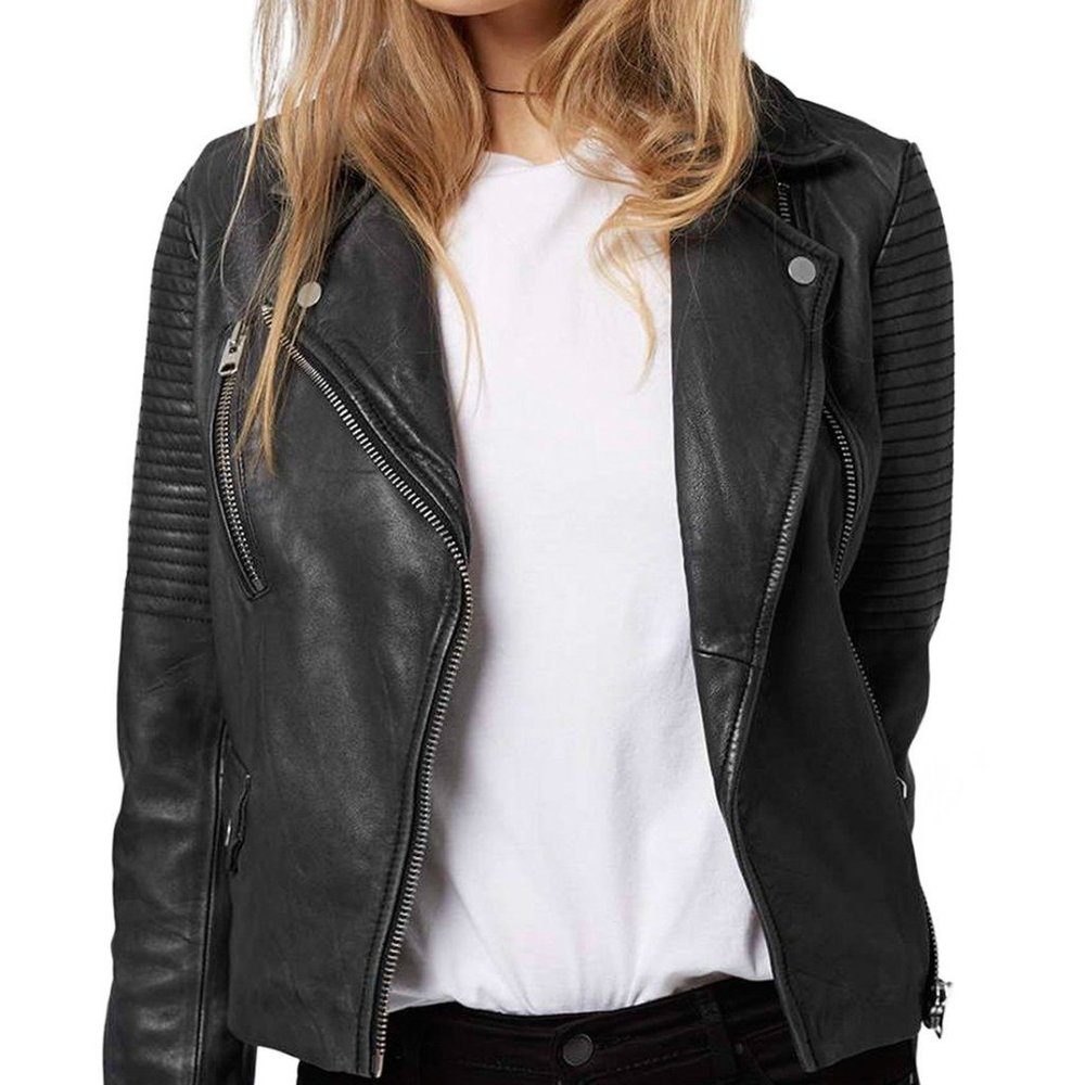 Topshop Black Quilted Faux Leather Jacket 4
